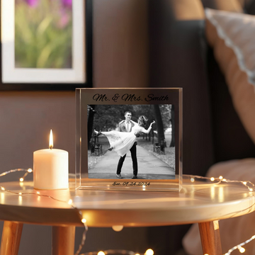 Custom Photo Plaque Wedding Keepsake or Milestone Anniversary Gift, Personalized Acrylic Plaque, Bedroom Decor for Couple