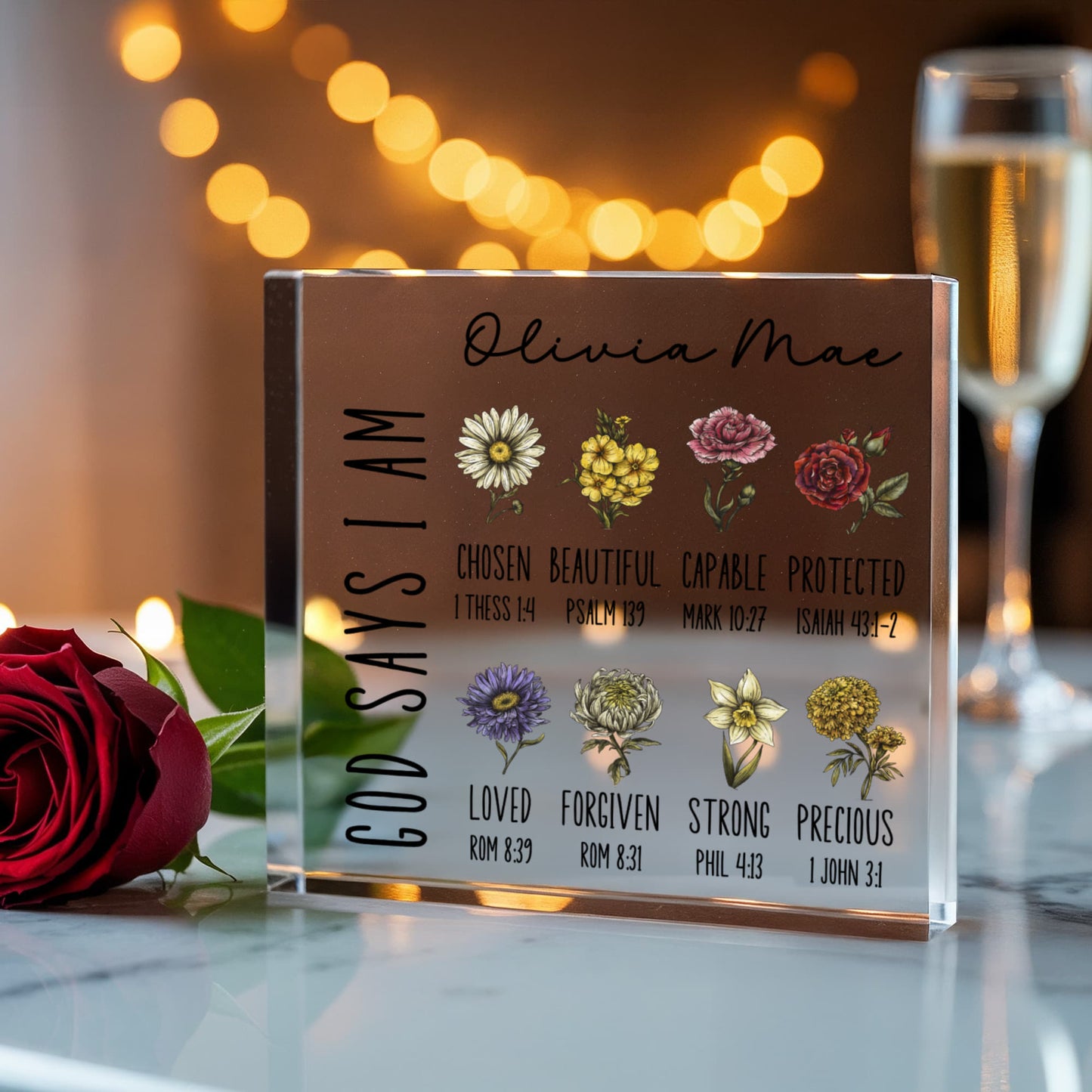 God Says I Am Personalized Christian Name Plaque With Bible Verses Gift for Her