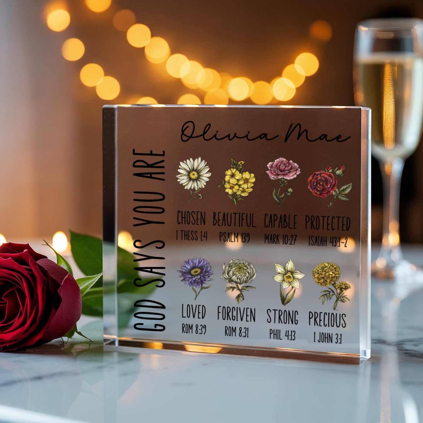 God Says You Are Personalized Scripture Acrylic Block Gift for Her