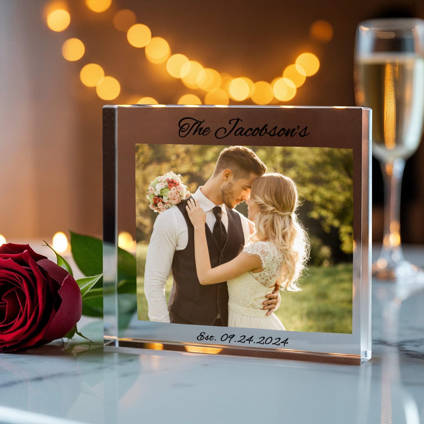 Personalized Wedding Keepsake Custom Photo on Acrylic Block, Anniversary Gift for Husband, Wife, Couple Gifts