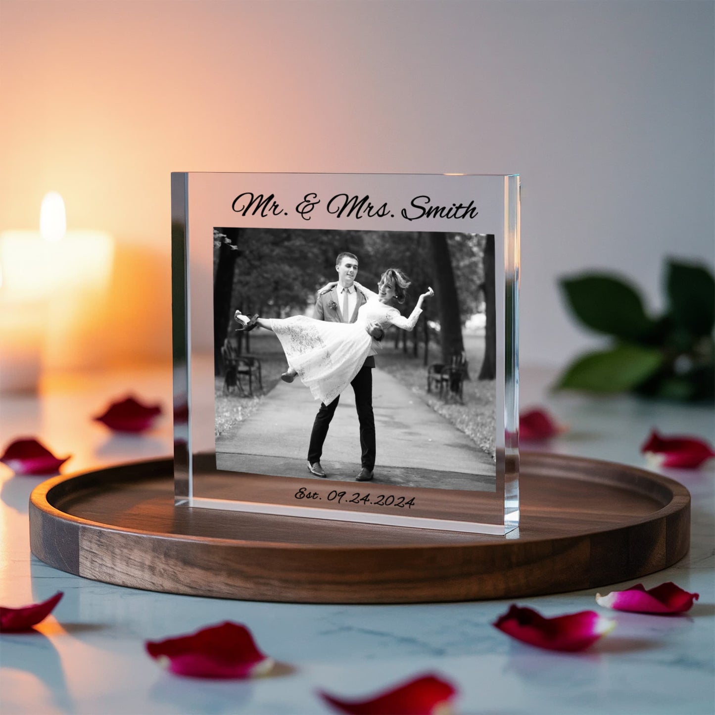 Custom Photo Plaque Wedding Keepsake or Milestone Anniversary Gift, Personalized Acrylic Plaque, Bedroom Decor for Couple