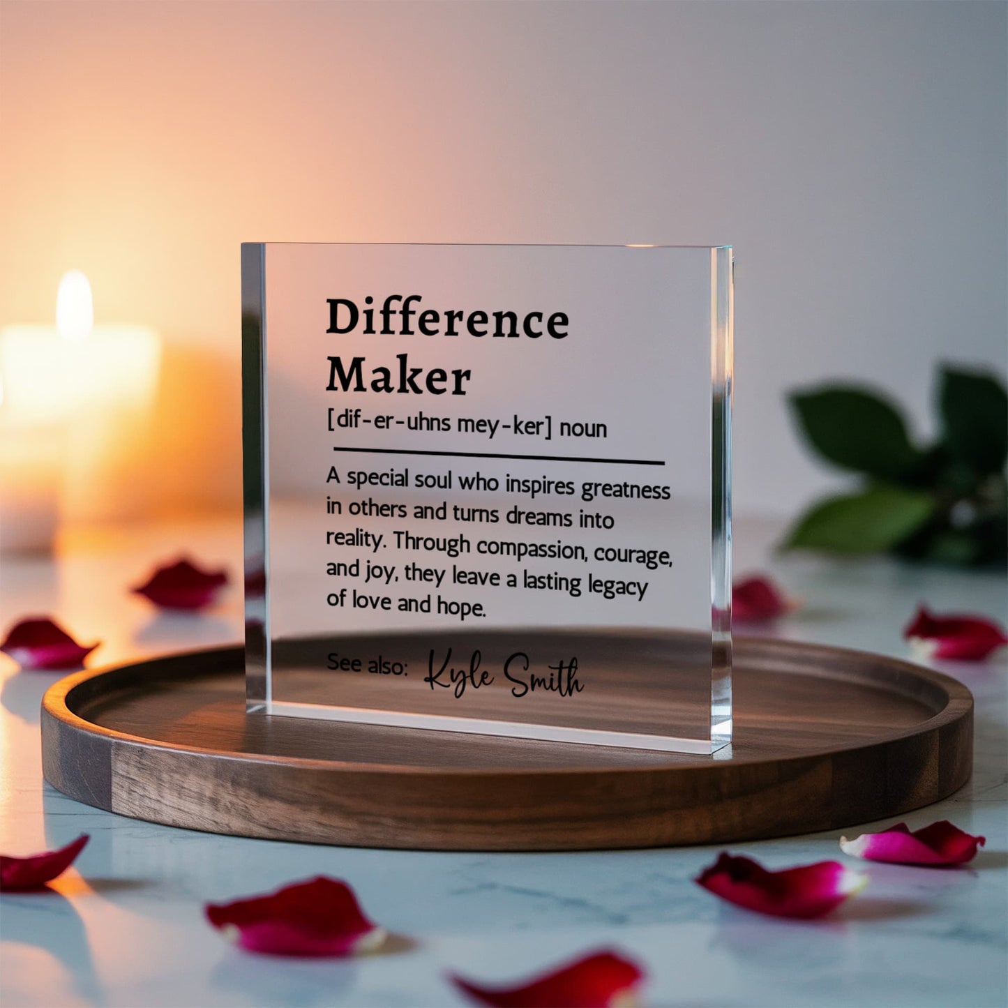 Difference Maker Custom Name Definition Plaque, Teacher Gifts, Retirement Gift, Employee gift, Coworker Gift, Appreciation Gift, Mentor gift, Thank You Gift