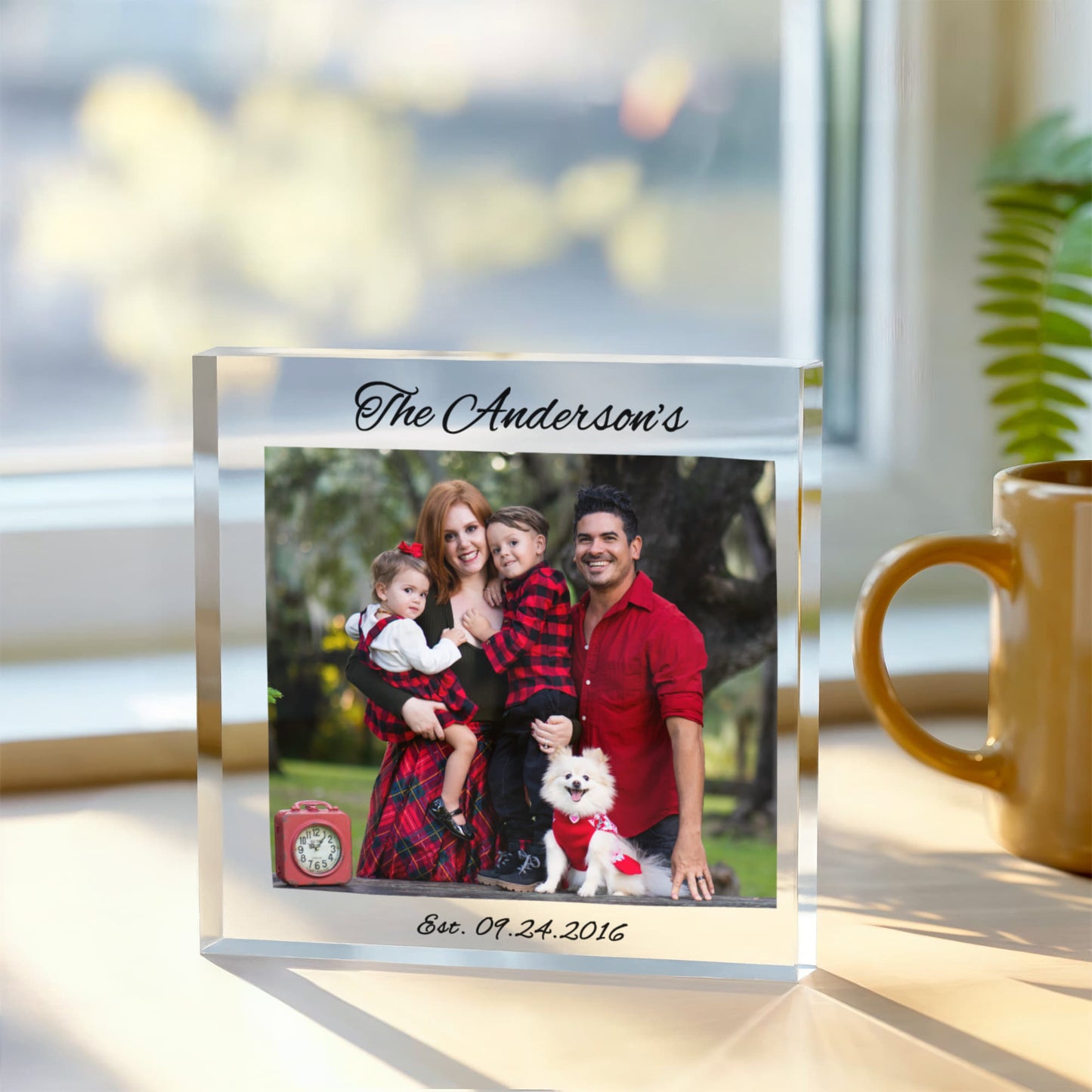 Personalized Family Name and Date Photo Acrylic Block | Keepsake Gift for Milestone