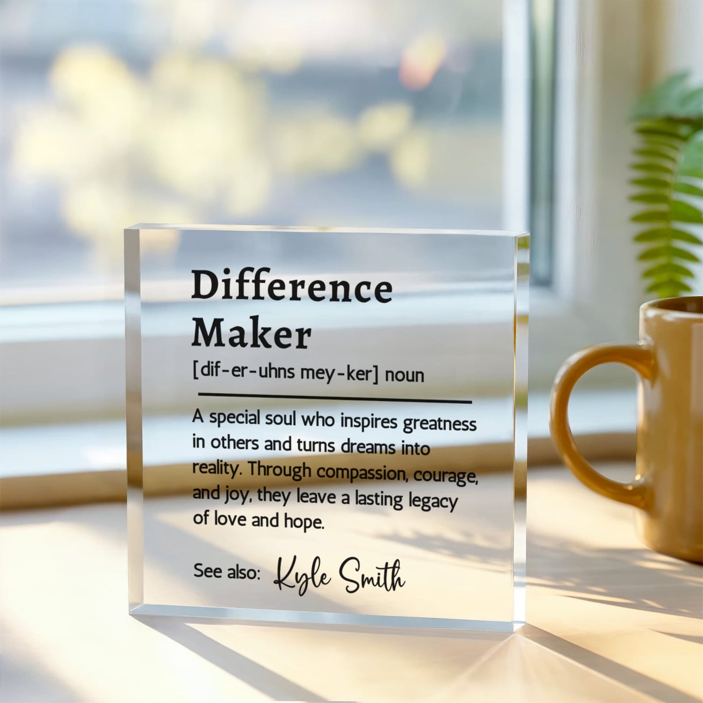 Difference Maker Custom Name Definition Plaque, Teacher Gifts, Retirement Gift, Employee gift, Coworker Gift, Appreciation Gift, Mentor gift, Thank You Gift