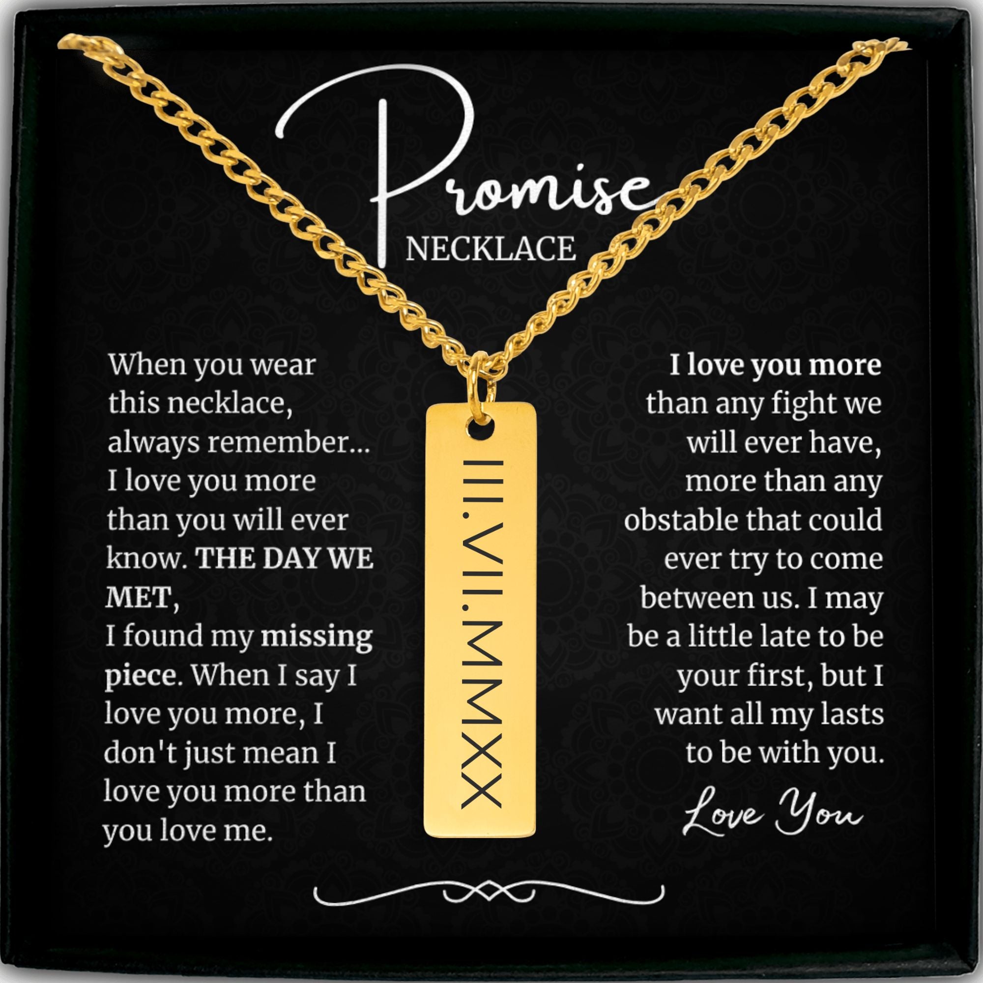 Promise Necklace for Him Engraved Custom Necklace for Men Customized Necklace Anniversary Gift Personalized Engraved Necklace Sentimental BF