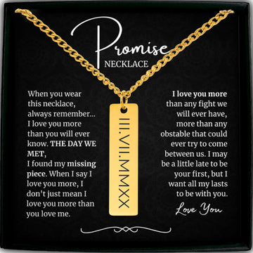Promise Necklace for Him Engraved Custom Necklace for Men Customized Necklace Anniversary Gift Personalized Engraved Necklace Sentimental BF