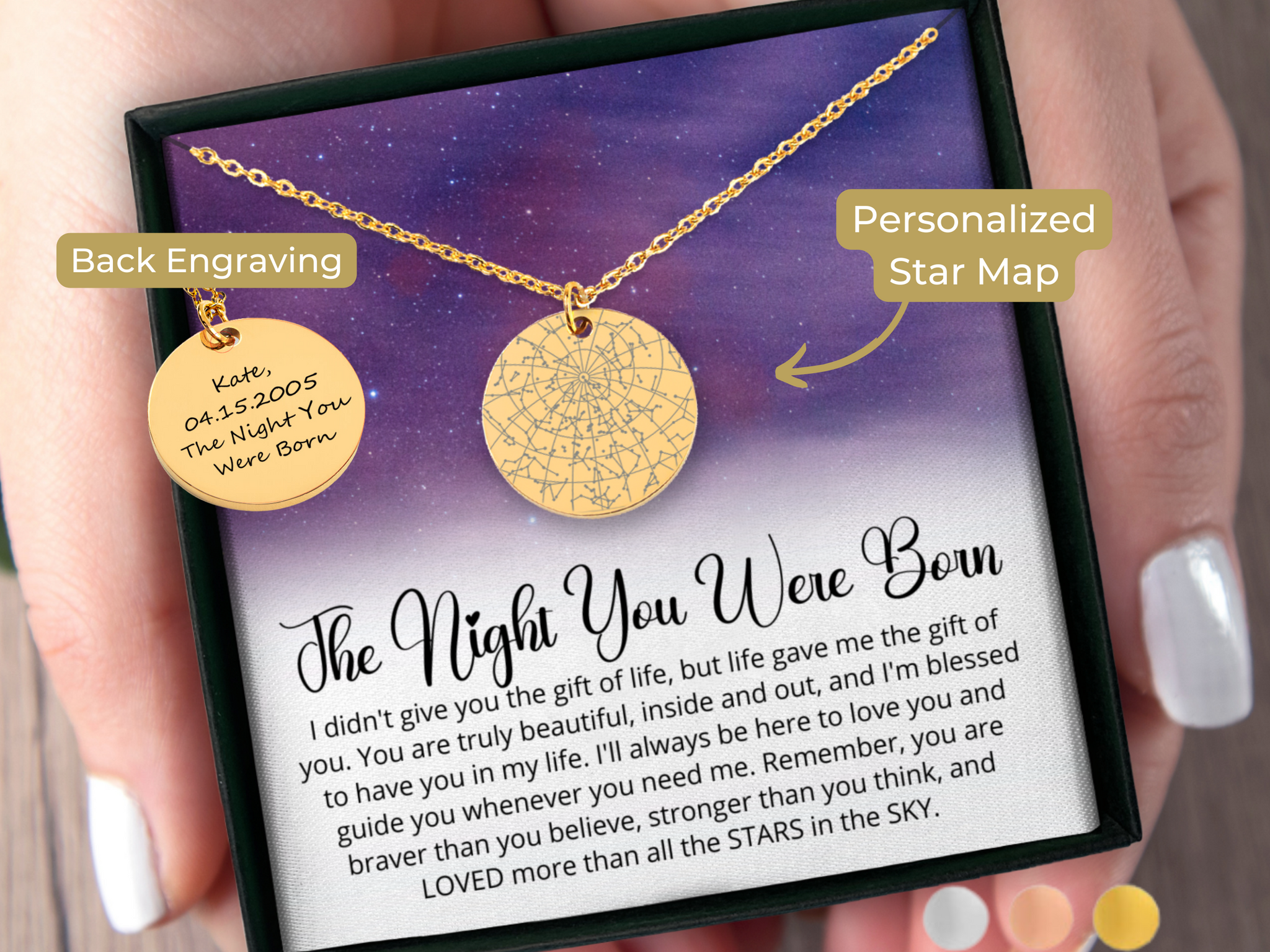 Night Sky Birthday Custom Star Map By Date Necklace