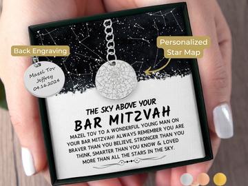 Bar Mitzvah Gift Custom Star Map By Date Keychain