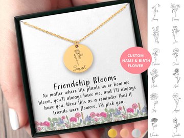 Friendship Gift Personalized Birthflower Name Necklace Best Friend Gift for Her