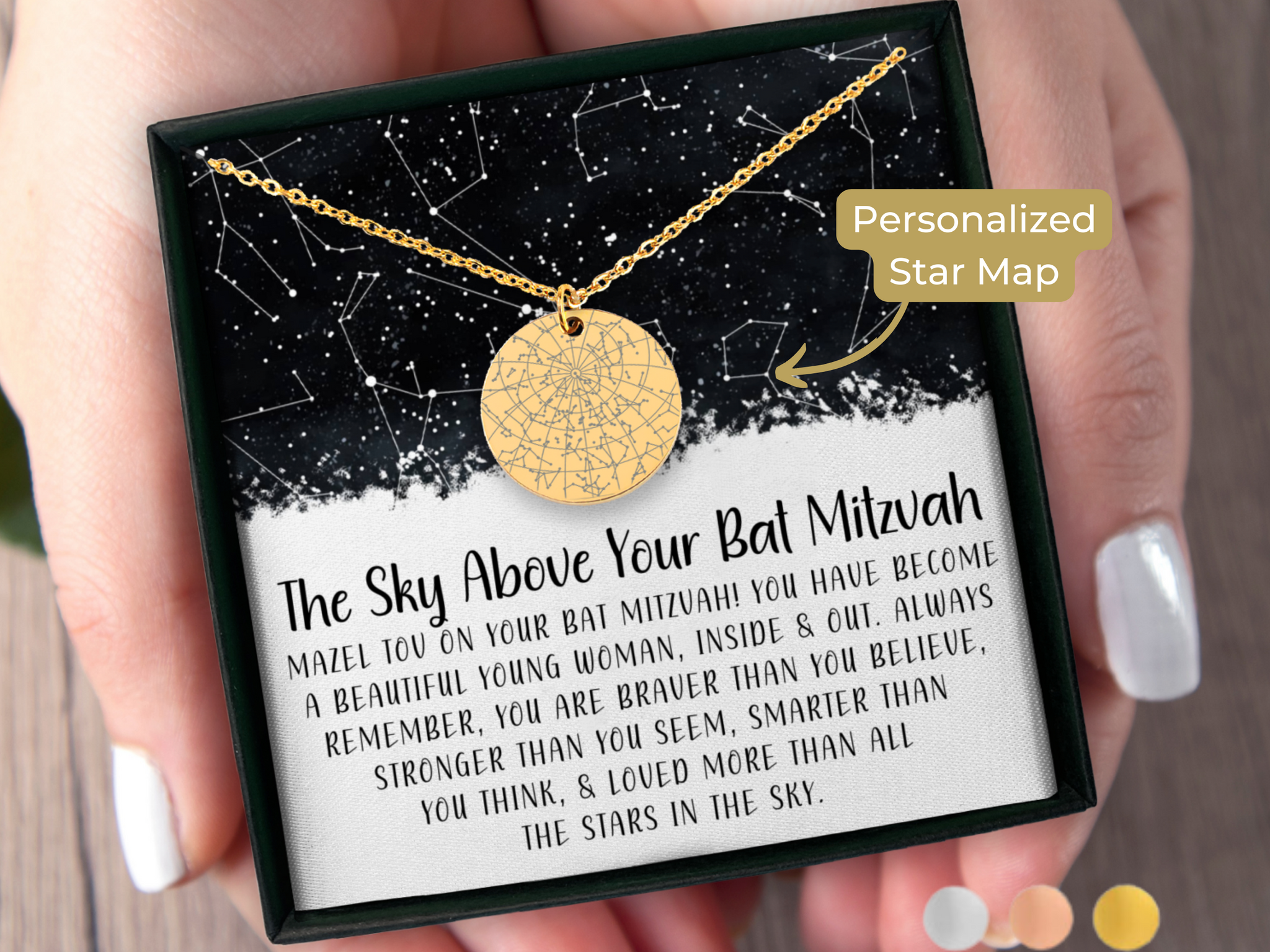 Bat Mitzvah Necklace Custom Star Map By Date Teenager Gift for Her