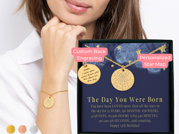 Personalized Bracelet 13th Birthday Gift for Her Custom Star Map By Date