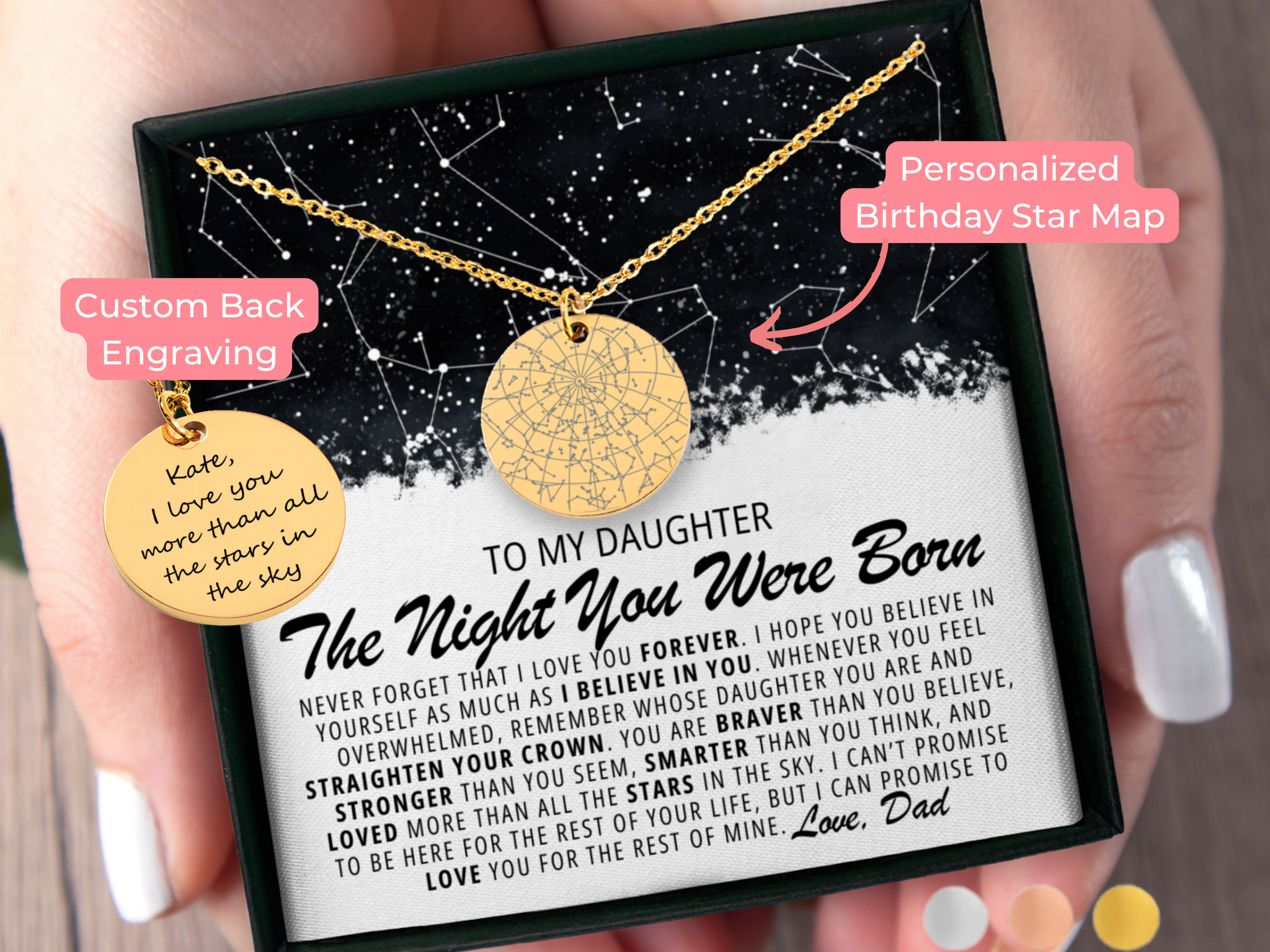 Gift for Daughter from Dad Custom Star Map Necklace