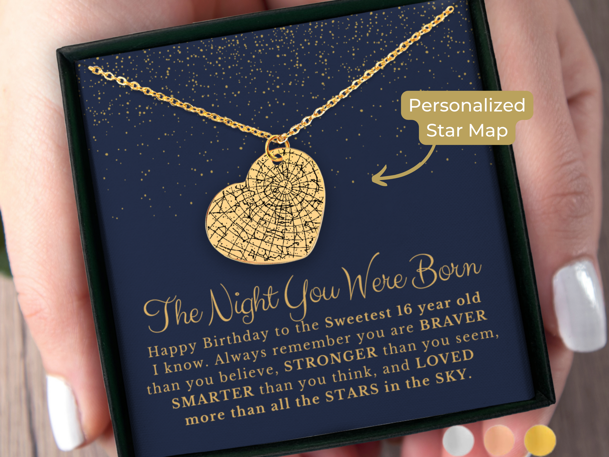 Custom Star Map By Date Heart Necklace | 16th Birthday Gift for Her