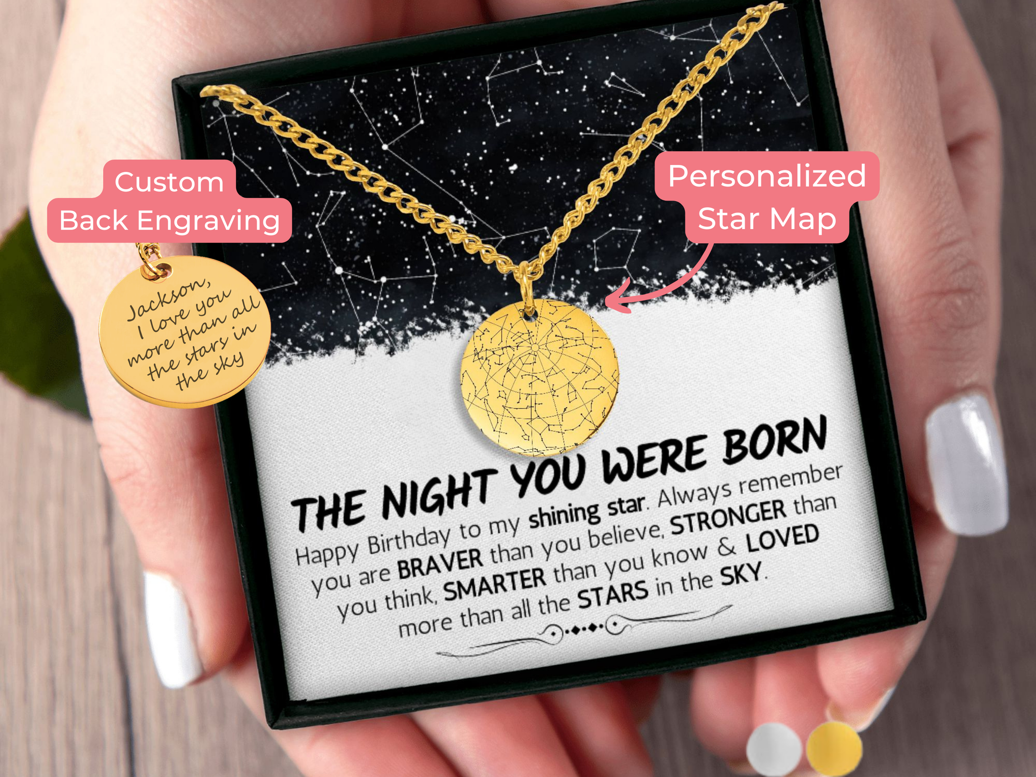 Custom Star Map Personalized Necklace For Son Gift For Son Birthday Gift, Grandson Gift, Friend Birthday Gift Birthday Gift Box Boys