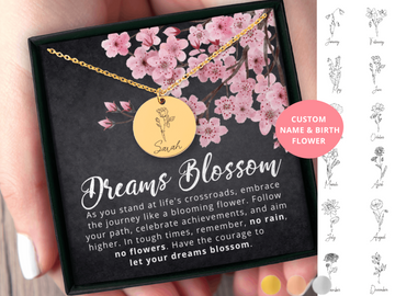 Graduation Gifts For Her Personalized Birth Flower Necklace