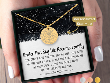 Bonus Mom Gift from Daughter Adoption Jewelry Custom Star Map By Date Necklace