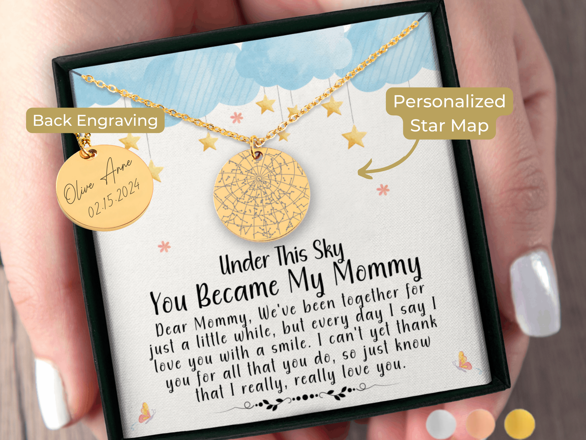 New Mom Gift from Baby Custom Star Map By Date Necklace Gift for Mom from Toddler, Kid, Child