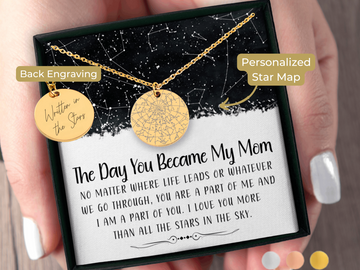 Gift for Mom or Bonus Mom Custom Star Map By Date Necklace