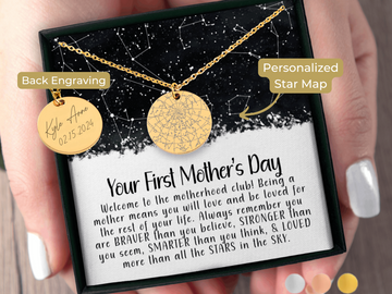 1st Mothers Day Custom Star Map By Date Necklace First Mother's Day Gift