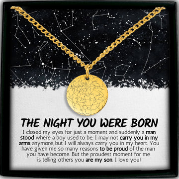 To My Son Custom Star Map By Date Engraved Chain, Mom To Son Gifts, Meaningful Gift for Son, Gift For Birthday, Son Birthday Gift Custom