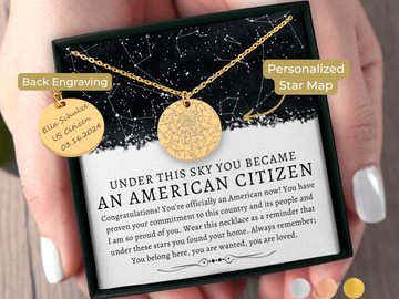 New American Citizen Gift for Her Custom Star Map By Date Necklace