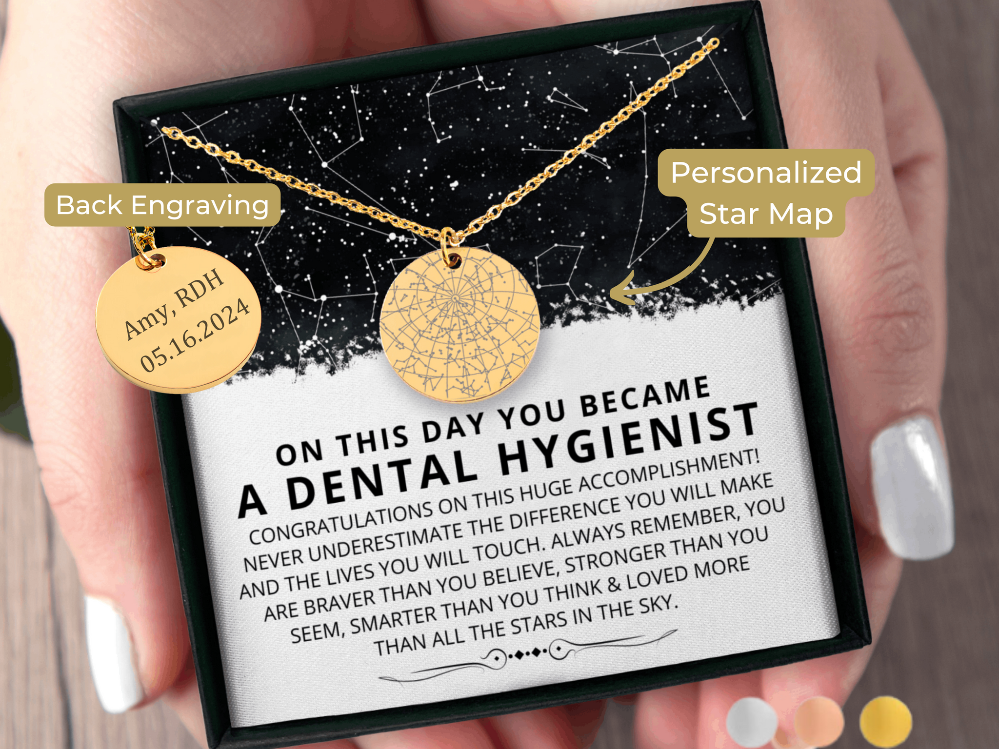 Dental Hygienist Gift Custom Star Map By Date Necklace