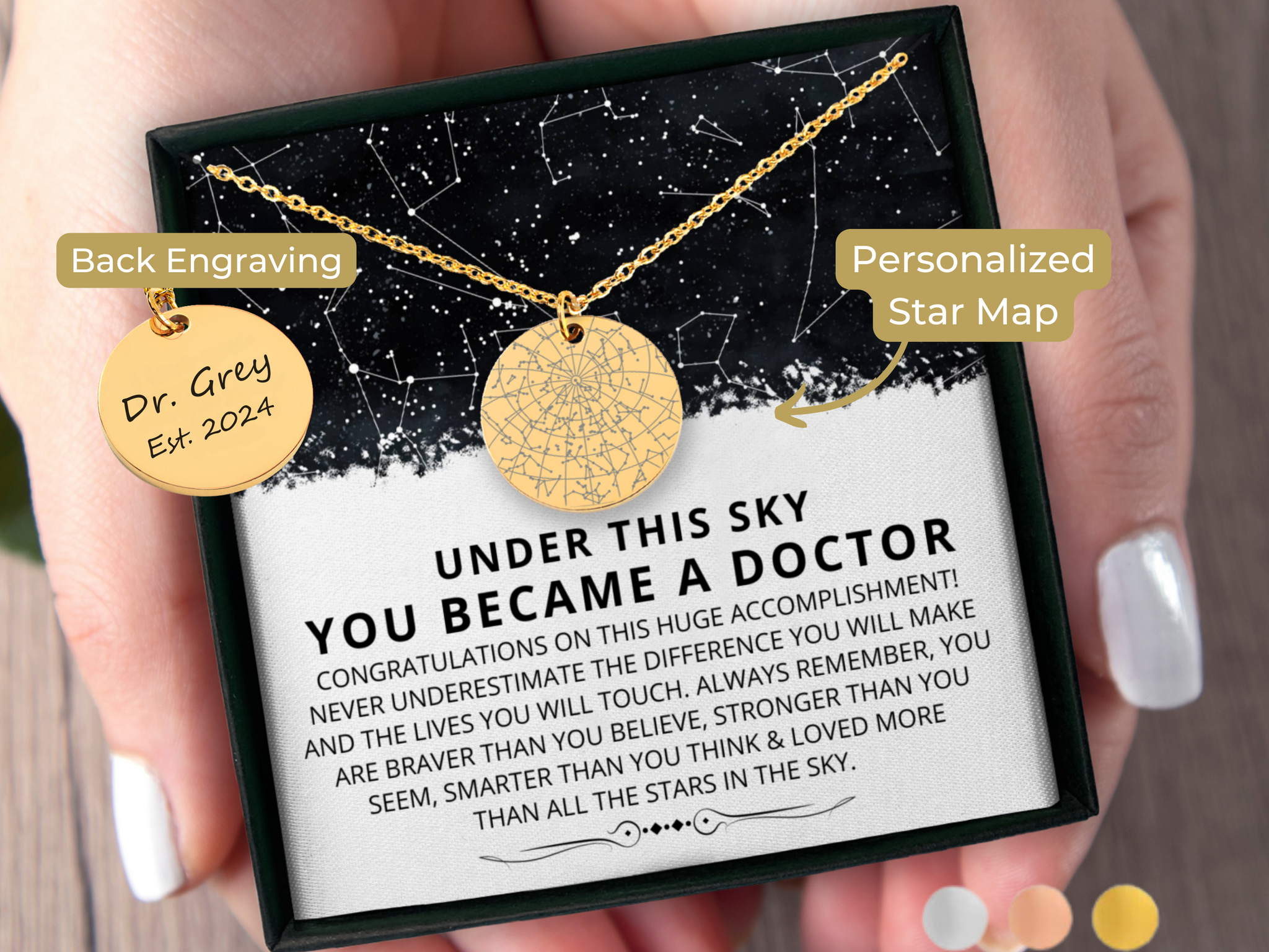 Gift for Doctor Custom Star Map By Date Necklace