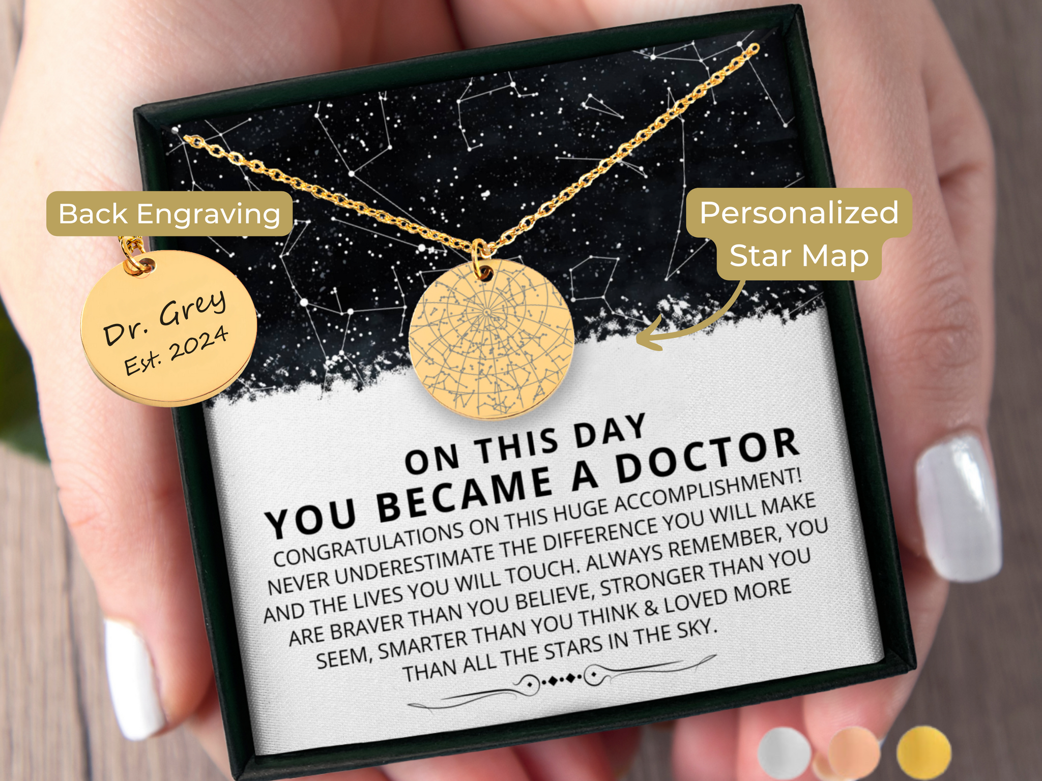 Gift for New Doctor Custom Star Map By Date Necklace