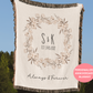 Cotton Anniversary Gift, Personalized His & Hers Initial Blanket, Engagement Gift For Couple, Wild Flowers Wreath Wedding Jacquard Blanket