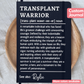 Transplant Warrior Journal | Transplant Anniversary Gift | Transplant Survivor Organ Transplant Gift