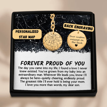 Gift for Son Custom Star Map Keychain by Date Sentimental Gift from Mom Personalized Keychain for Young Man 21st Birthday 18th Birthday Gift