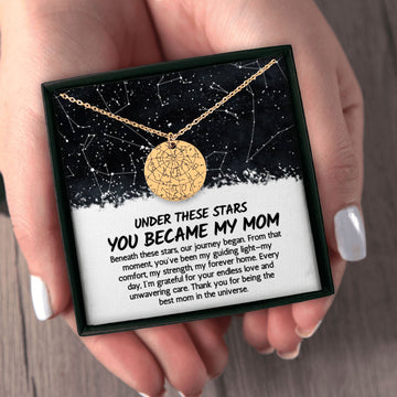 Personalized The Night You Became My Mom Necklace, Mothers Day Gift From Daughter Son Star Map Mother's Day Custom Gift Star Map By Date