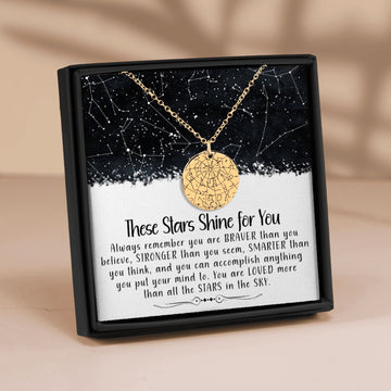 Custom Star Map By Date Necklace Gift for Daughter, Granddaughter Birthday Gift for Girls, Graduation Gift for Her, Wedding Gift, Engagement