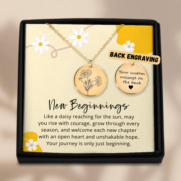 New Beginnings Daisy Necklace • Personalized Gift for Her • Graduation, New Job, Divorce, Coworker Leaving, Goodbye, Encouragement Gift