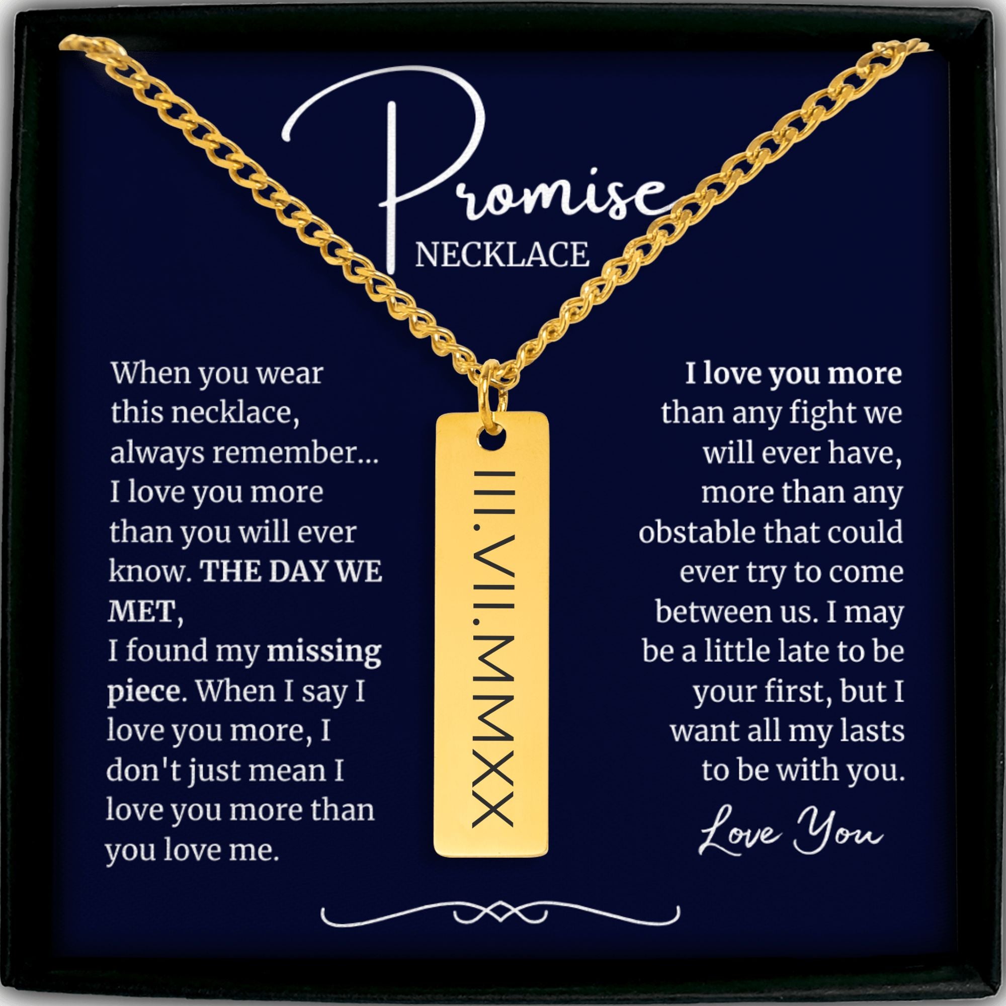 Promise Gifts For Him | Promise Necklace For Lover | Personalized Sentimental Gifts For Boyfriend | Bf Birthday Gift | Guy Valentine Gift