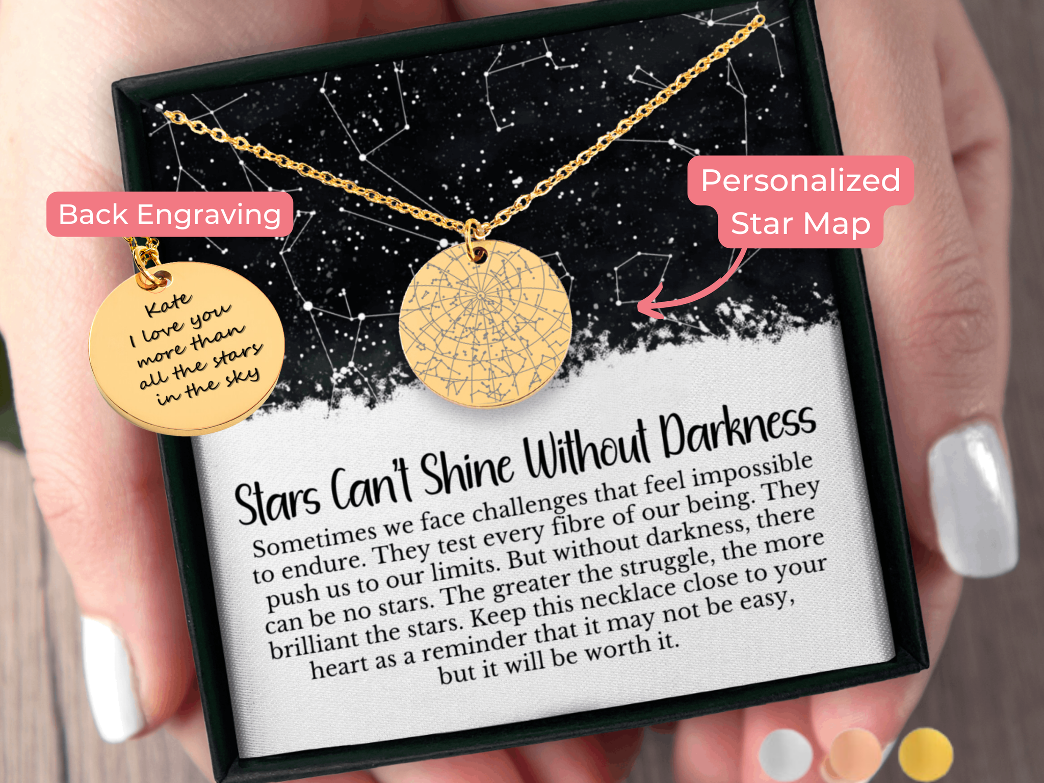 Encouragement Gift for Her Custom Star Map By Date Necklace, Grieving friend gift