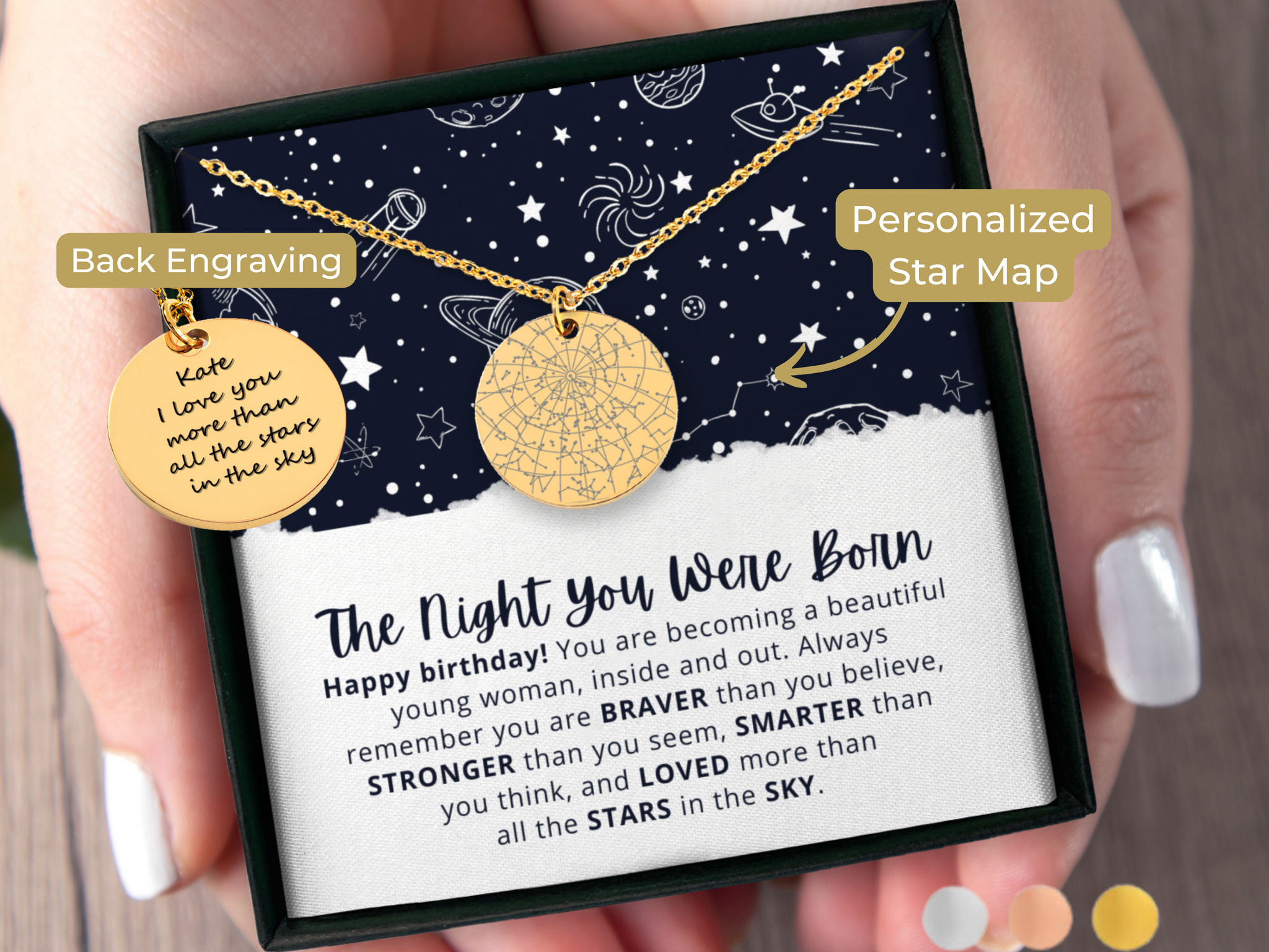 Custom Star Map By Date Necklace for Teenage Girl, Sentimental Gift for Daughter, Granddaughter, Niece