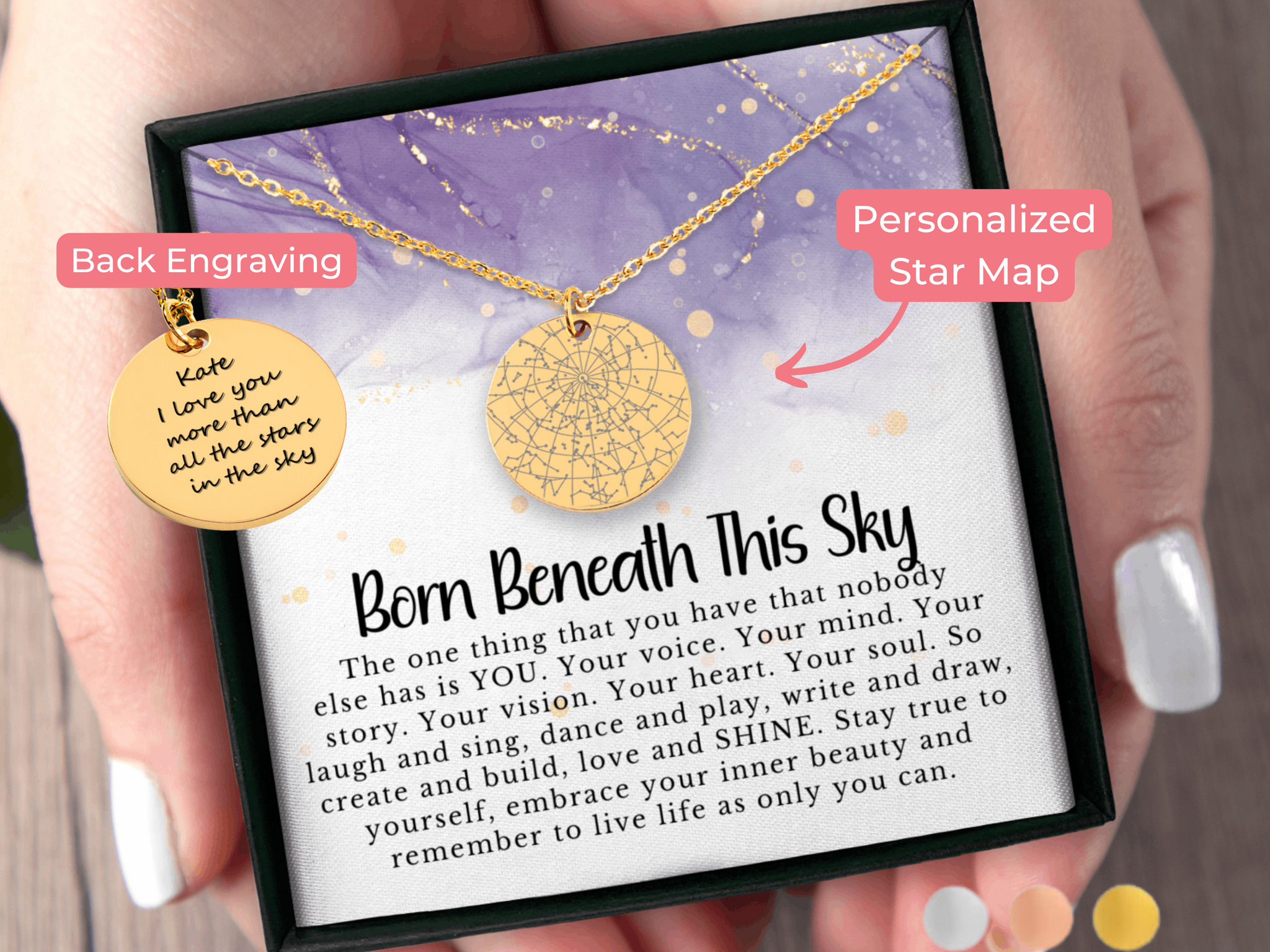 Personalized Night You Were Born Custom Star Map By Date Necklace