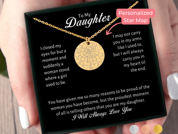 Personalized Gift For Daughter Engraved Star Map By Date Necklace