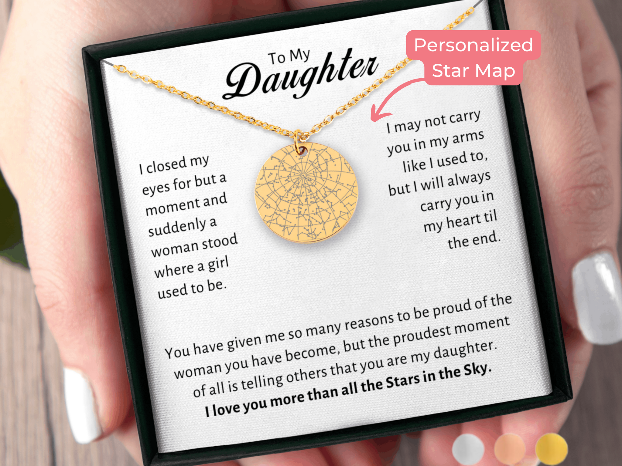 Special Daughter Gift Engraved Star Map By Date Necklace