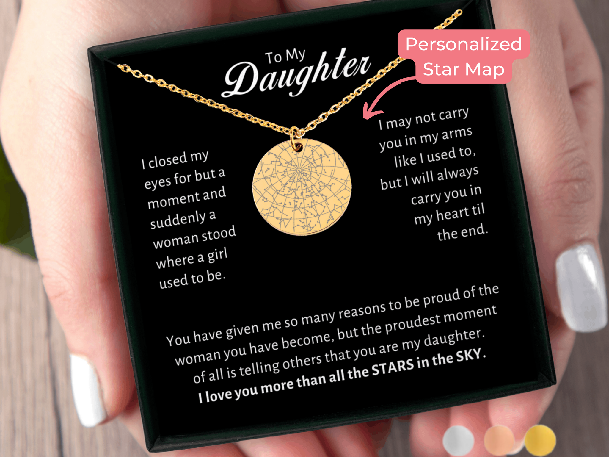 Gift To Daughter From Mom Or Dad Personalized Night Sky Star Map Necklace