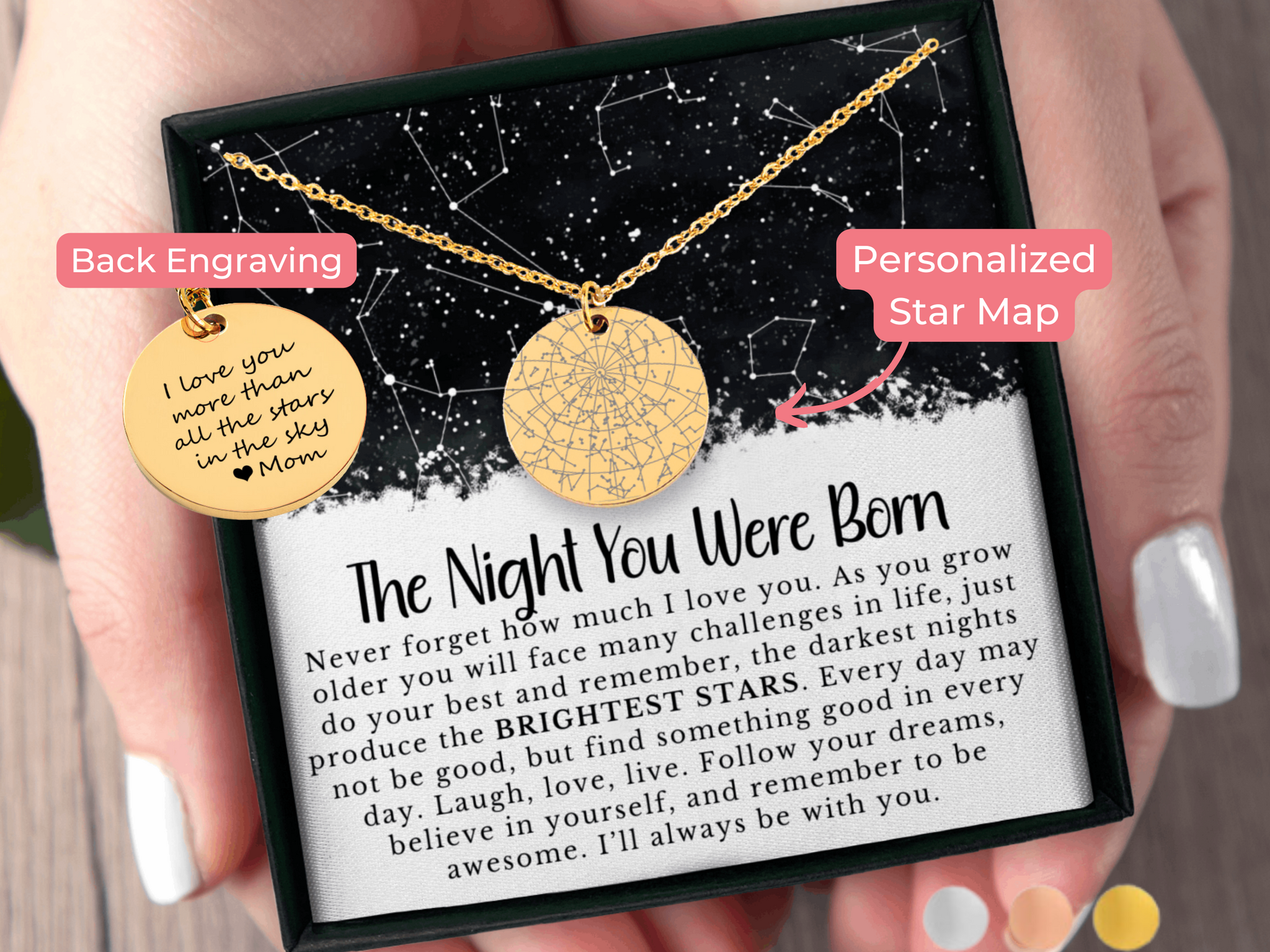Personalized Star Map Necklace | Night Sky Gift for Daughter, Granddaughter or Niece