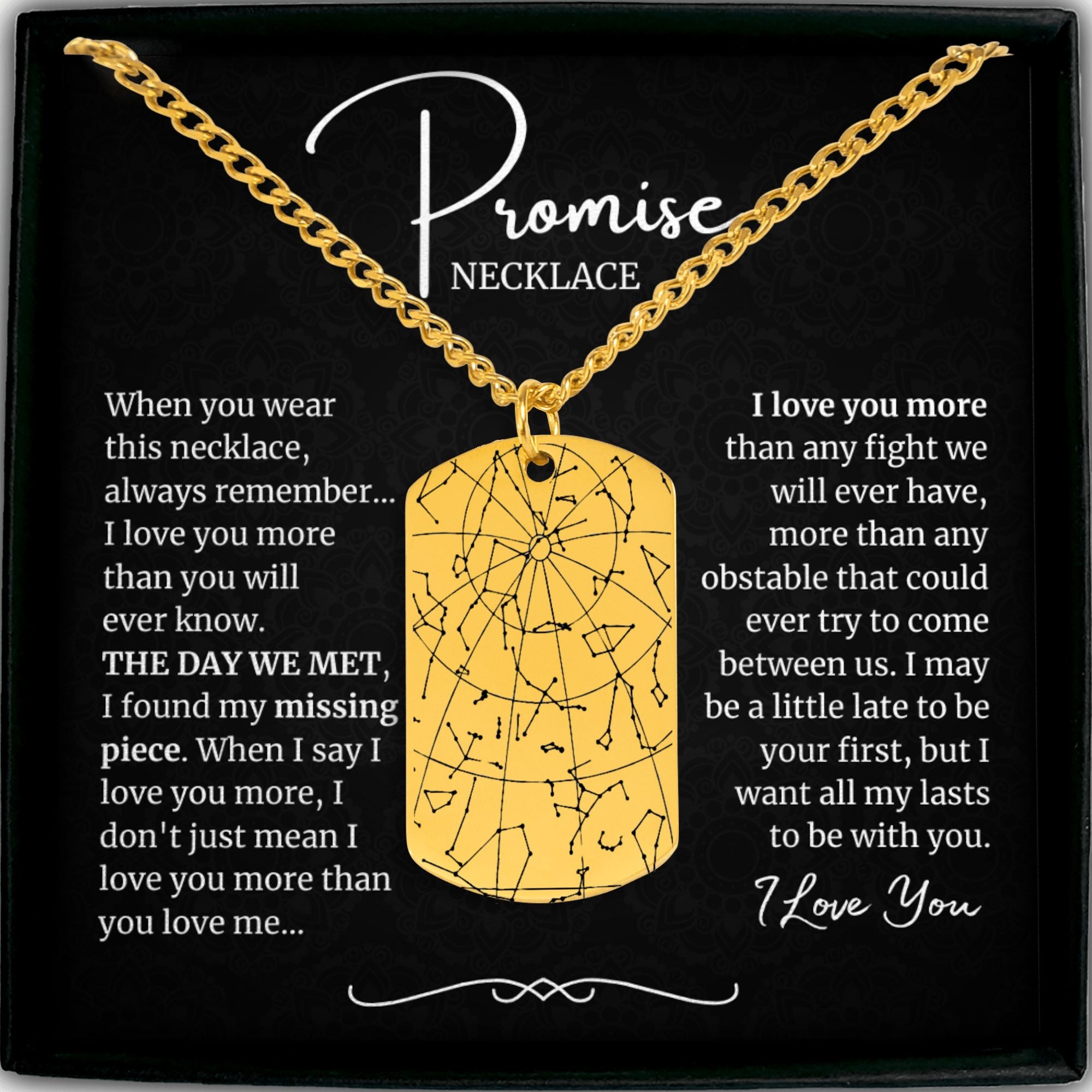 Custom Star Map By Date Personalized Dog Tag Necklace • Engraved Necklace for Men • Anniversary Gift • Promise Necklace • Wedding Gift