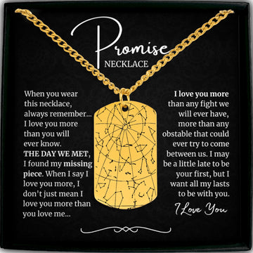 Custom Star Map By Date Personalized Dog Tag Necklace • Engraved Necklace for Men • Anniversary Gift • Promise Necklace • Wedding Gift