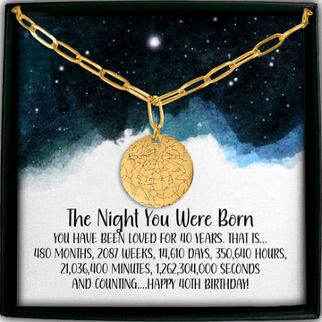 Personalized 40th Birthday Gift Custom Star Map Necklace, 40th Birthday Gift For Daughter, Gift for Friend, Granddaughter, Niece Turning 40