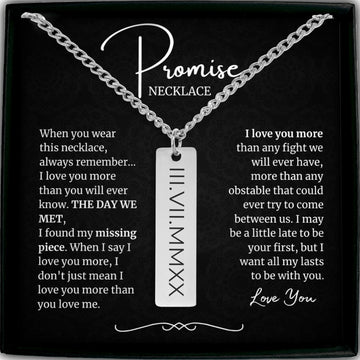 Promise Necklace for Him Engraved Custom Necklace for Men Customized Necklace Anniversary Gift Personalized Engraved Necklace Sentimental BF