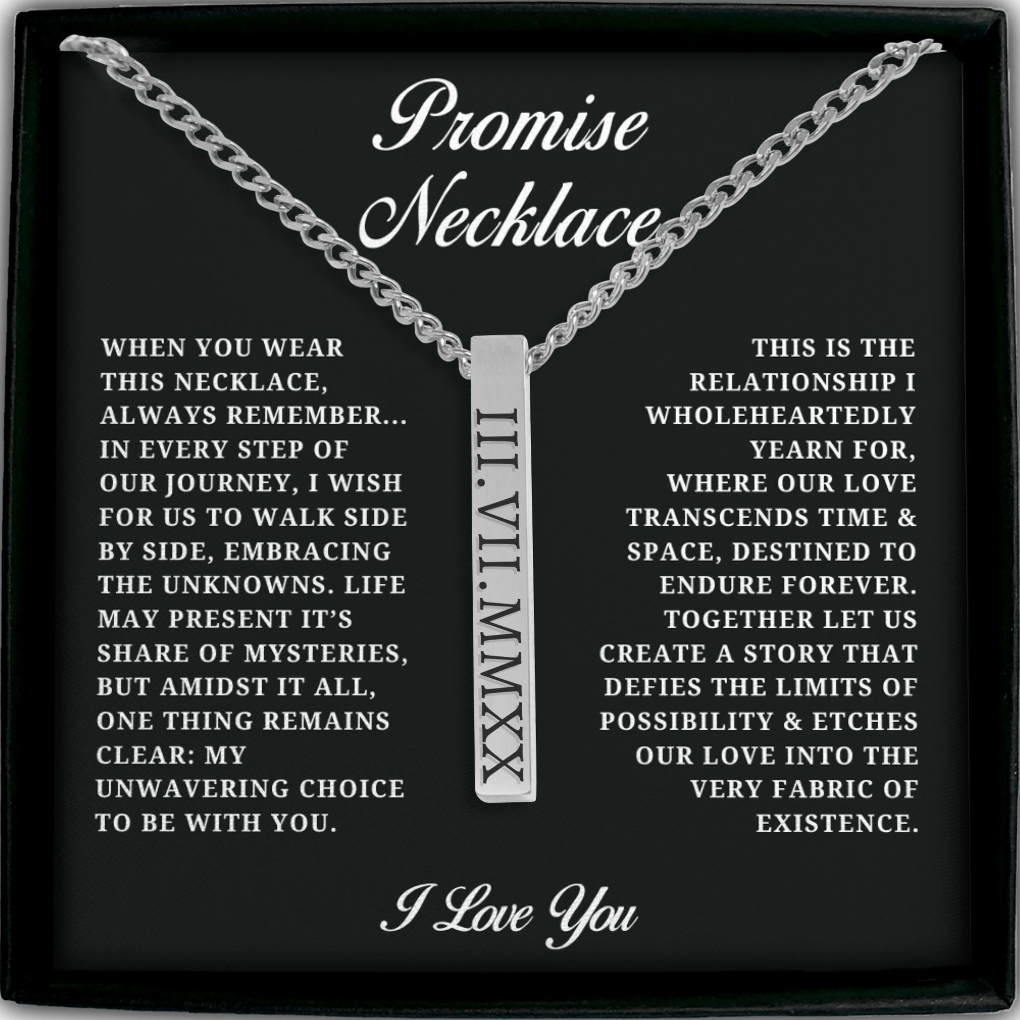 Custom Roman Numeral Promise Necklace Personalized Necklace For Men | Engraved Necklace For Him, Custom Engraved Men Necklace Couples Gift