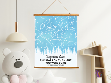 Personalized Birthday Star Map Gift for Girl or Boy Custom Baby Shower Gift Nursery Decor for Girls, Decorating Girls Nursery New Mom Dad