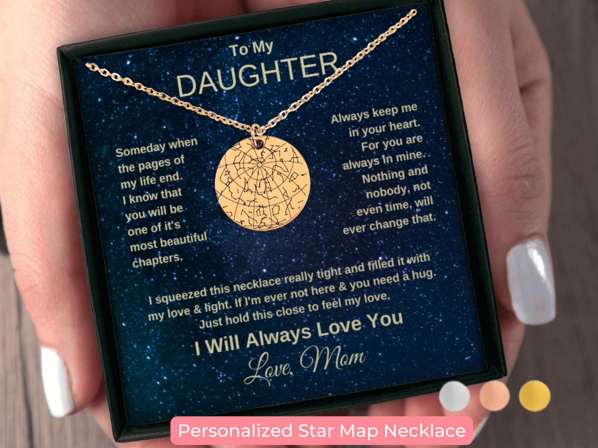 To My Daughter Necklace Custom Star Map By Date, Gift To Daughter From Mom Birthday Gift For Daughter From Mom, Wedding Gift For Daughter