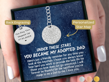 Adopted Dad Gift Custom Star Map By Date Keychain